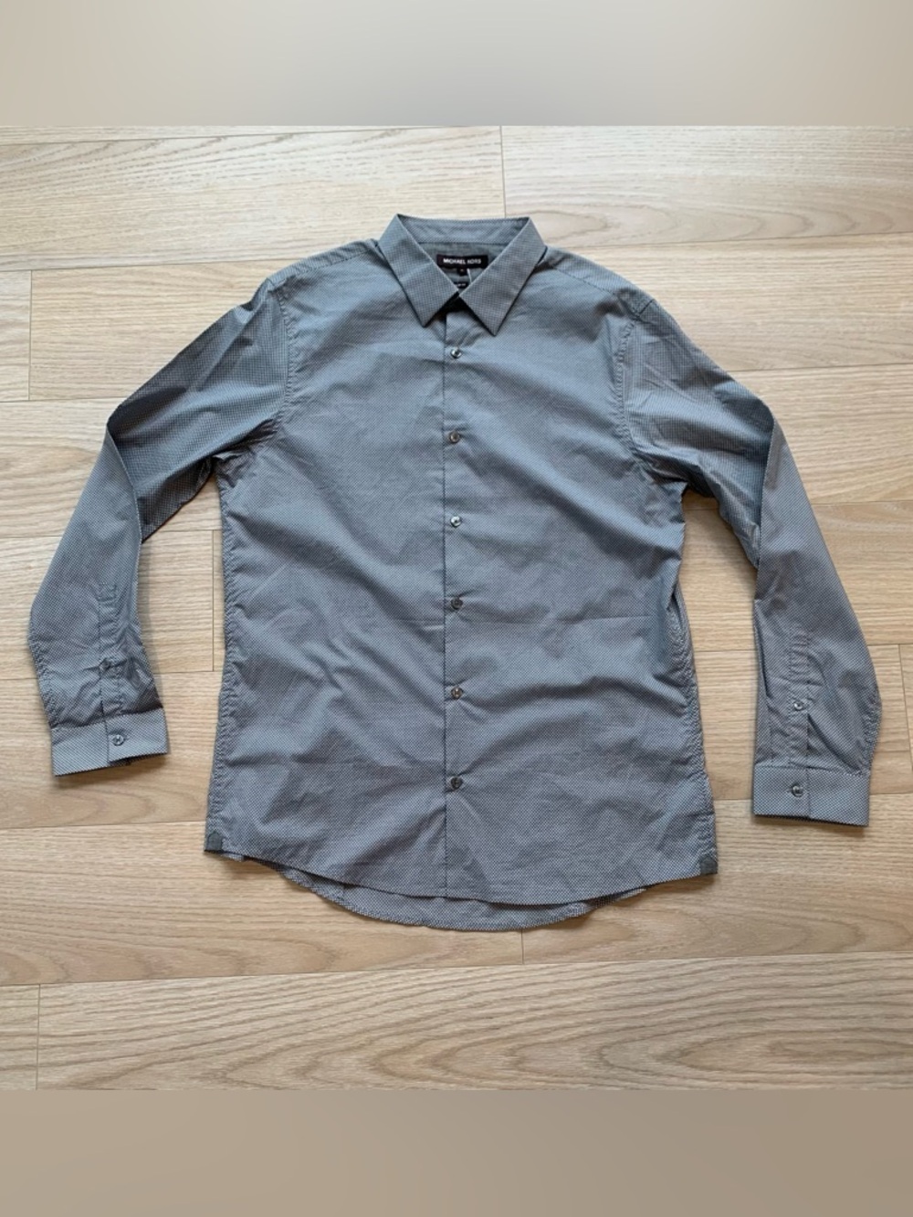 Michael Kors Men's Dress Shirt Blue Grey 100% Cotton NWT Size XL Slim Fit